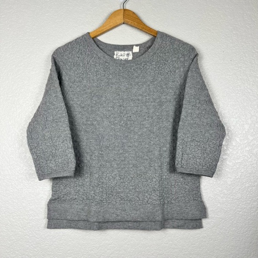Field Flower for Anthropologie Womens M Gray Cashmere Blend Textured Sweater